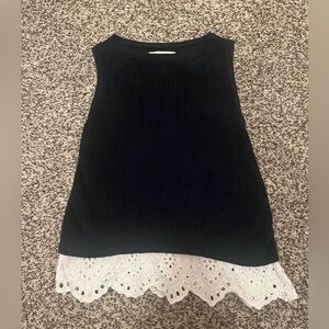 Loft Sweater Tank with Eyelet Trim